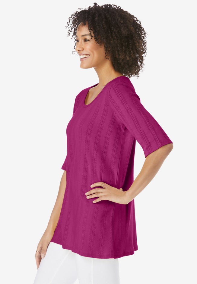 Pointelle Scoopneck Tee image number 2