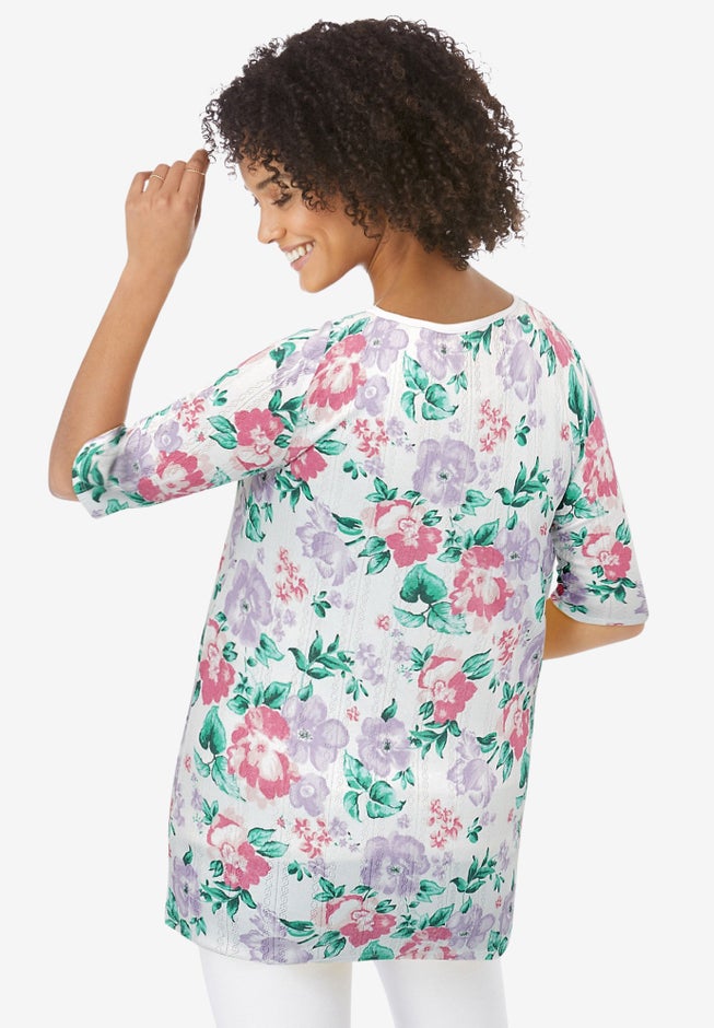 Pointelle Scoopneck Tee image number 1