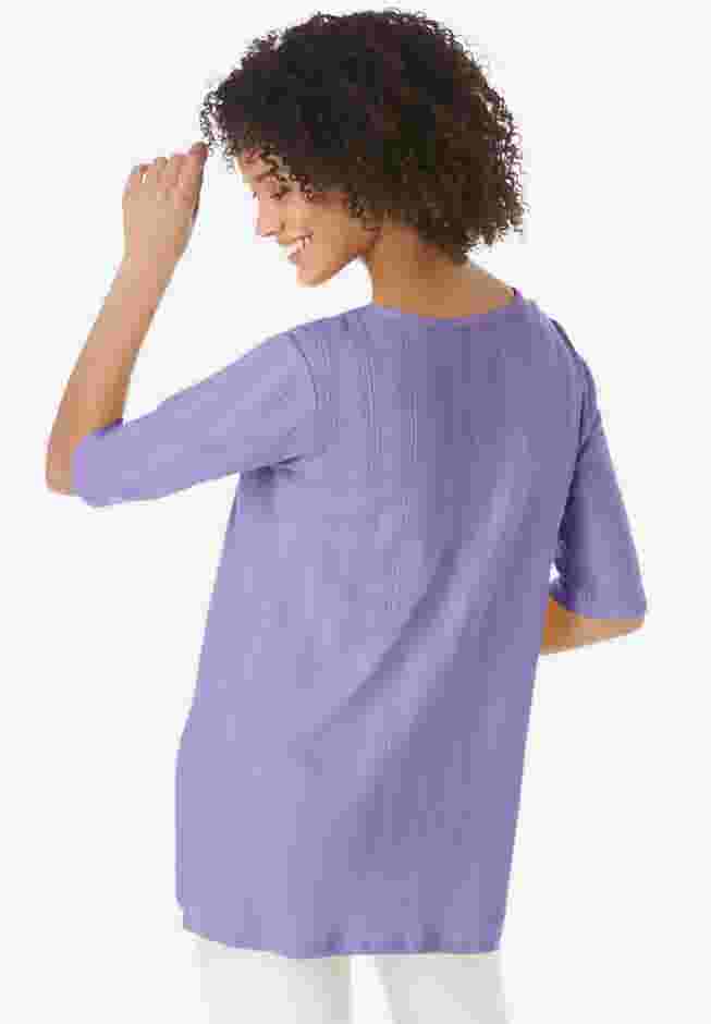 Pointelle Scoopneck Tee image number 1