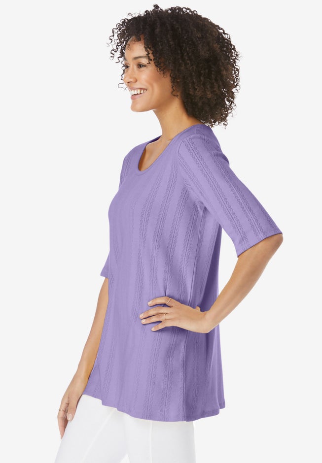 Pointelle Scoopneck Tee image number 2
