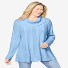 Cowl Neck Cable Knit Swing Sweater image number null