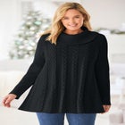 Cowl Neck Cable Knit Swing Sweater image number 0