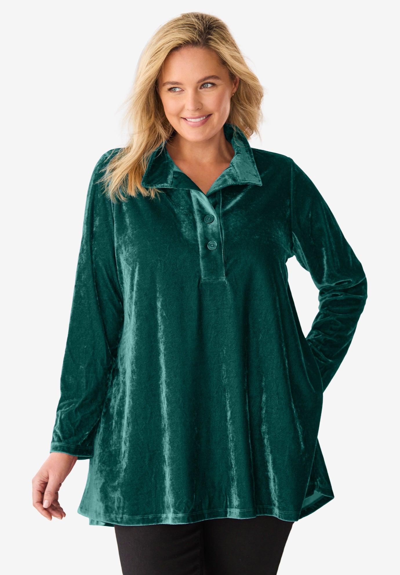 Velour Henley Swing Tunic image number 0