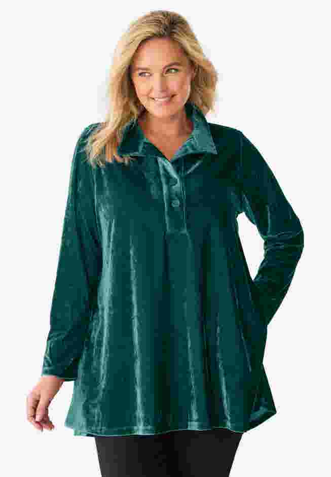 Velour Henley Swing Tunic image number 0