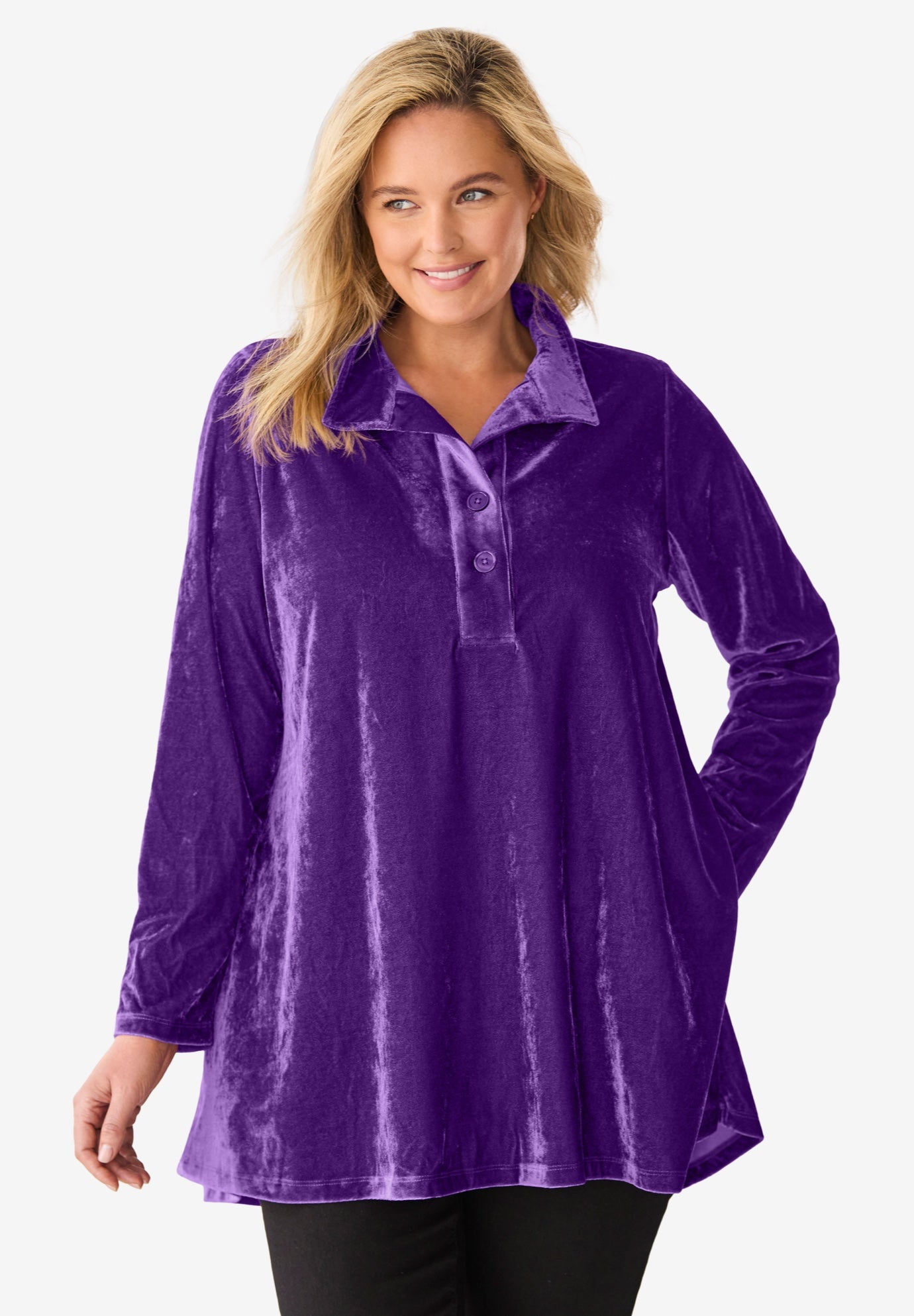 Velour Henley Swing Tunic image number 0