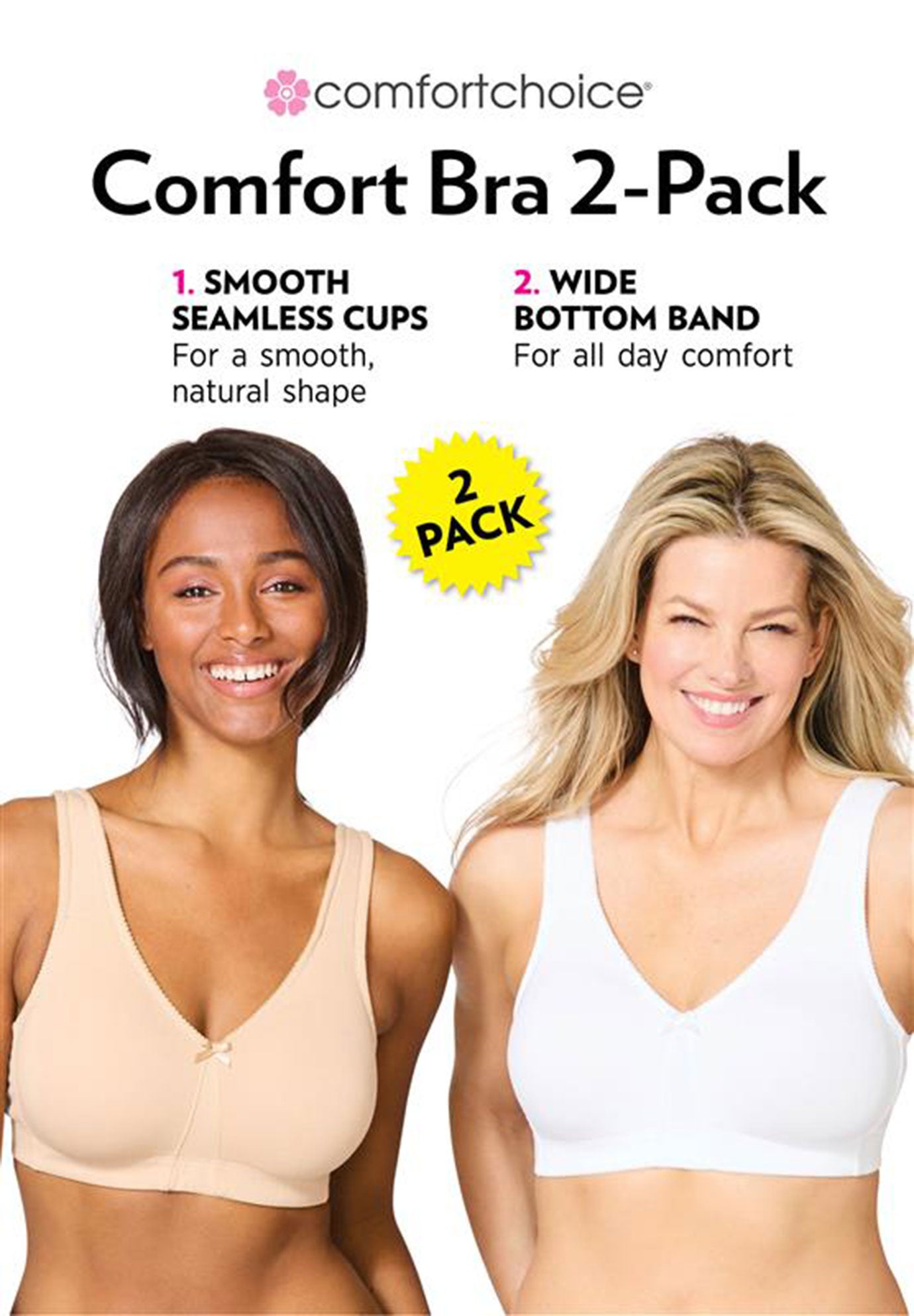 Comfort Choice® 2-Pack Cotton Full Coverage Bra image number 3