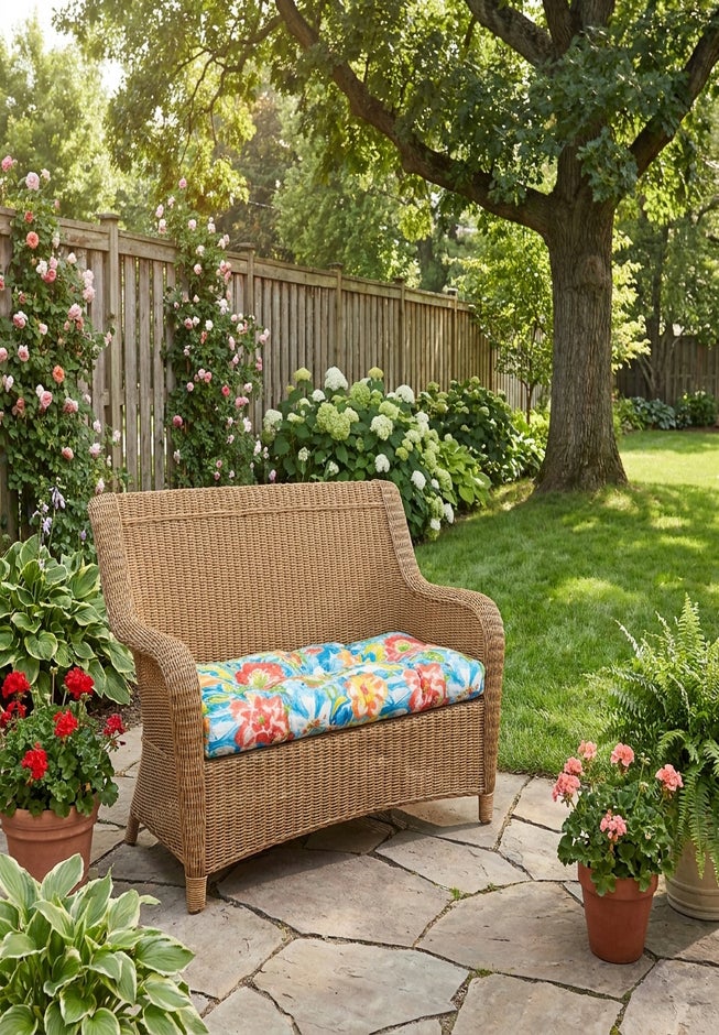 BH Performance Fabric Tufted Wicker Settee Cushion image number 4