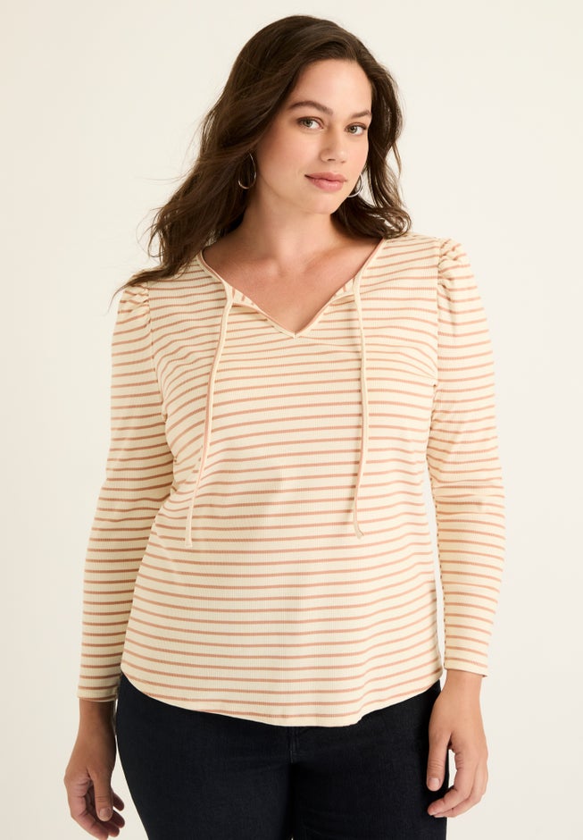 Mutton Sleeve Striped Top image number 0