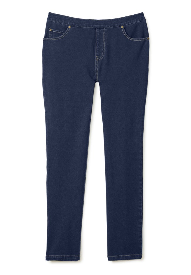 Straight-Leg Stretch Knit Denim Five-Pocket Jeans image number 2