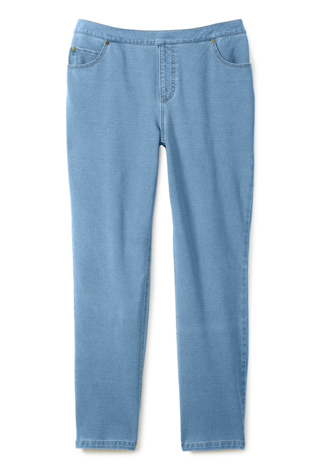 Straight-Leg Stretch Knit Denim Five-Pocket Jeans image number 2