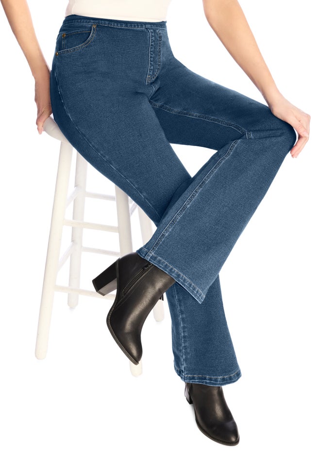 Bootcut Stretch-Knit Denim Five-Pocket Jeans image number 6