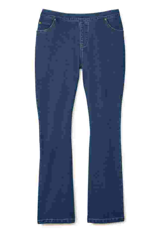 Womens Plus-Size Bootcut Stretch-Knit Denim Five-Pocket Jeans image number 3