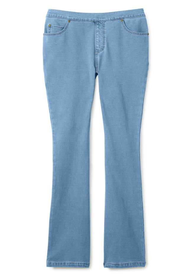 Bootcut Stretch-Knit Denim Five-Pocket Jeans image number 2