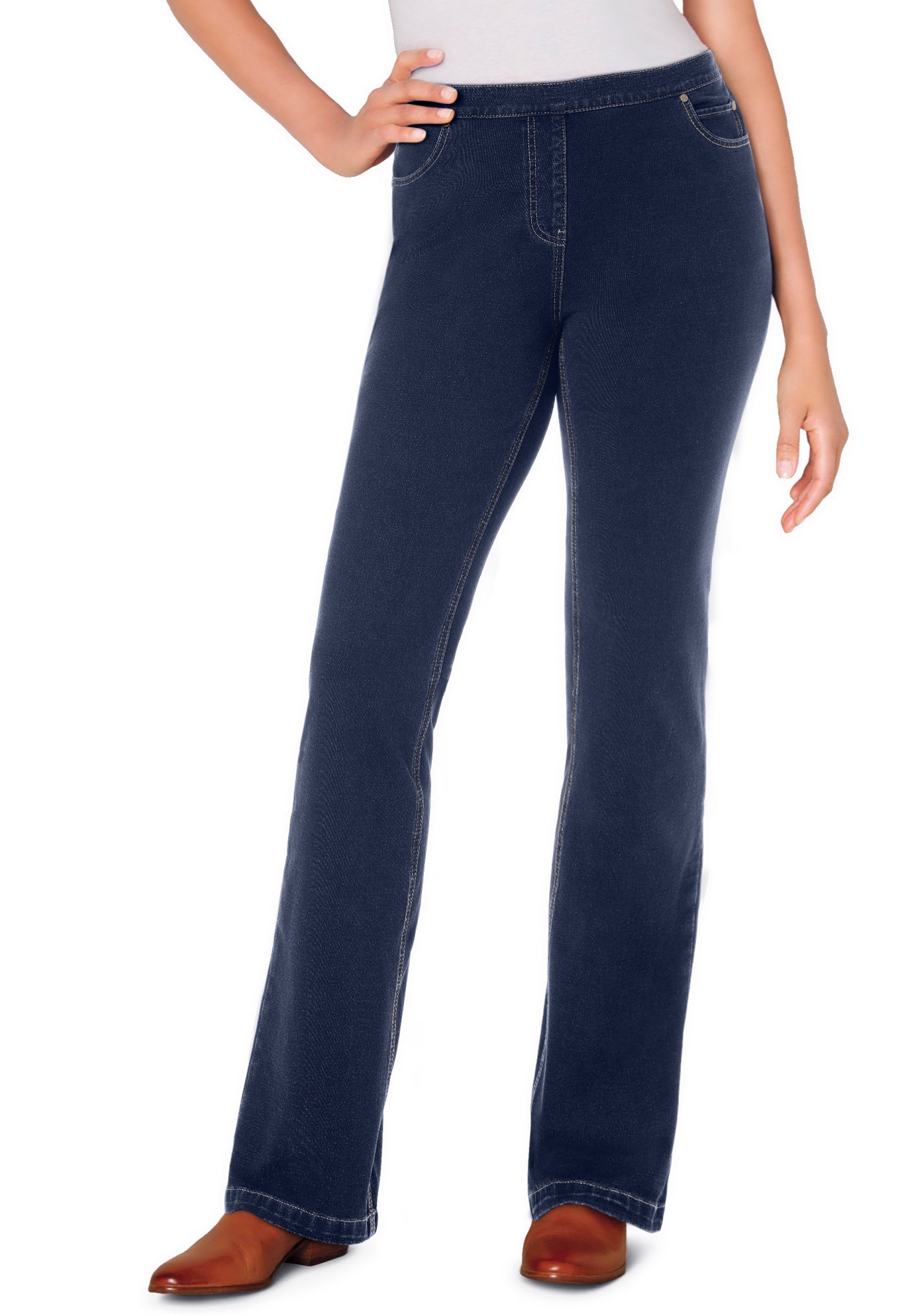 Bootcut Stretch-Knit Denim Five-Pocket Jeans image number 0