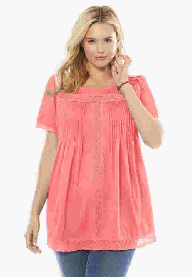 Lace-Trim Pintucked Tunic image number 5