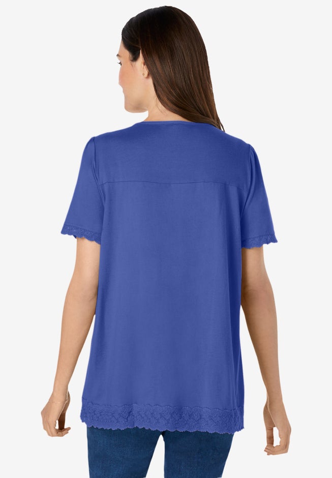 Lace-Trim Pintucked Tunic image number 1