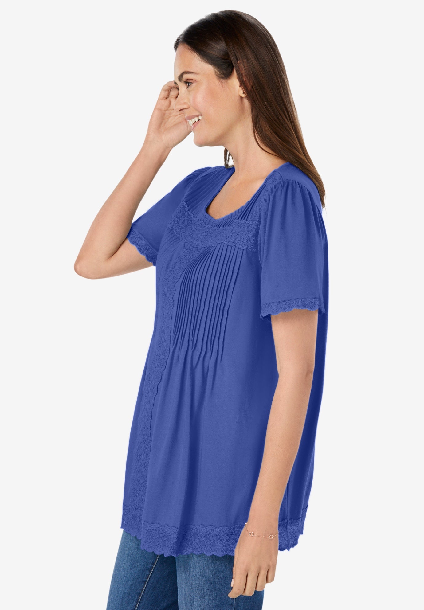 Lace-Trim Pintucked Tunic image number 2