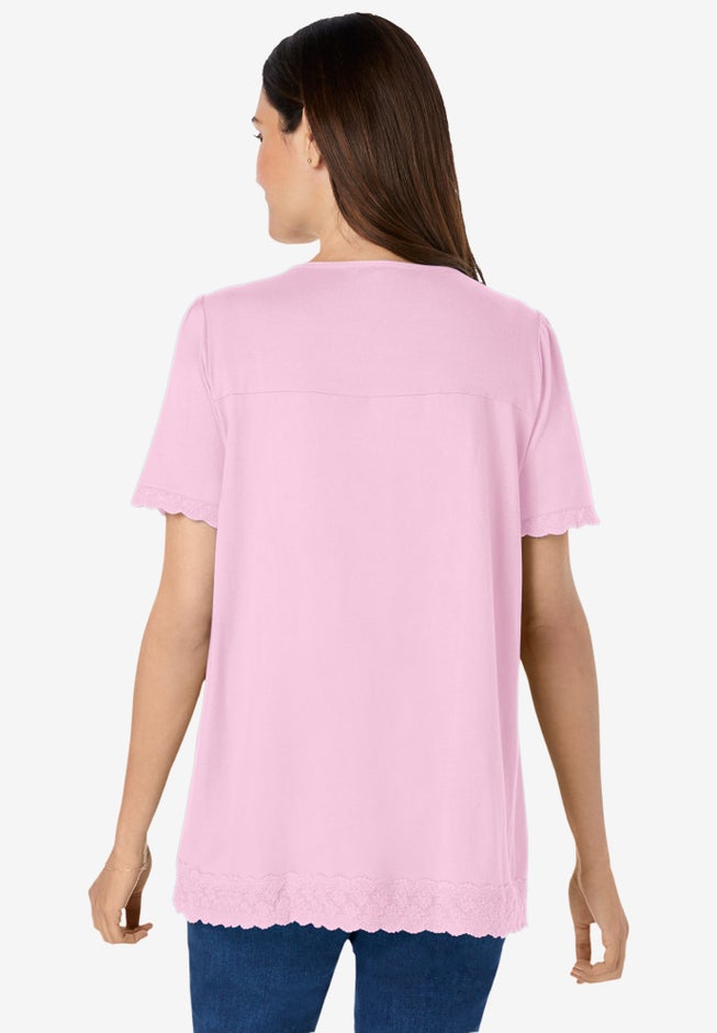 Lace-Trim Pintucked Tunic image number 1