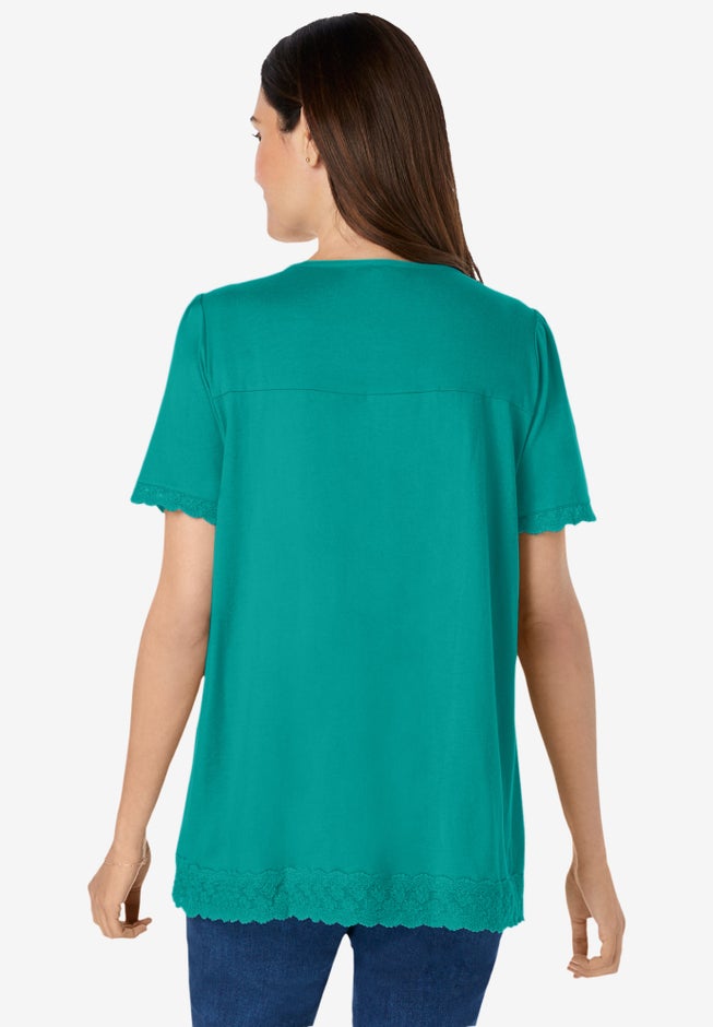 Lace-Trim Pintucked Tunic image number 1