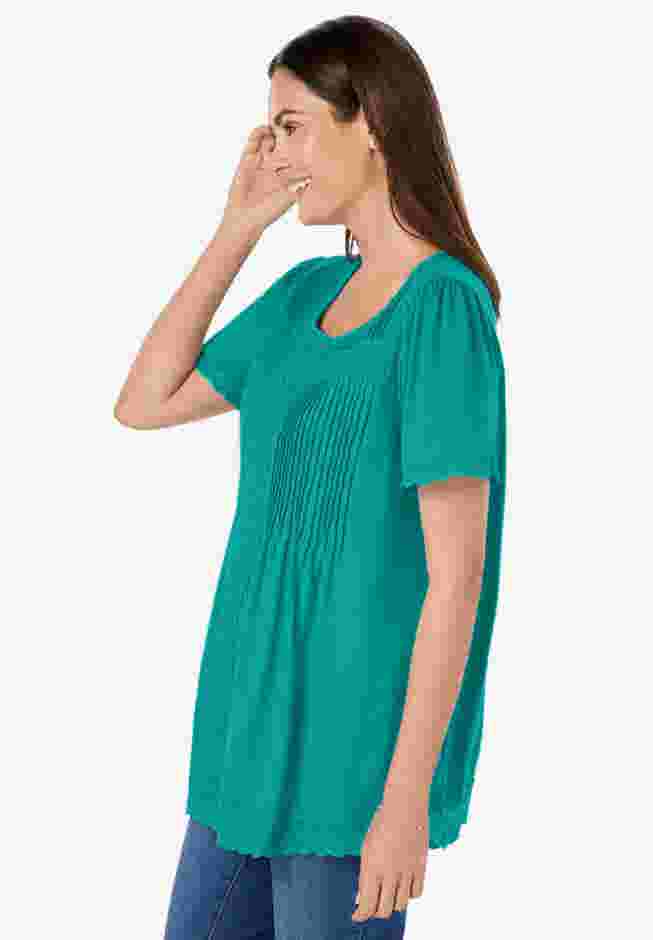 Lace-Trim Pintucked Tunic image number 2
