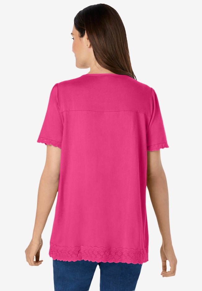 Lace-Trim Pintucked Tunic image number 1