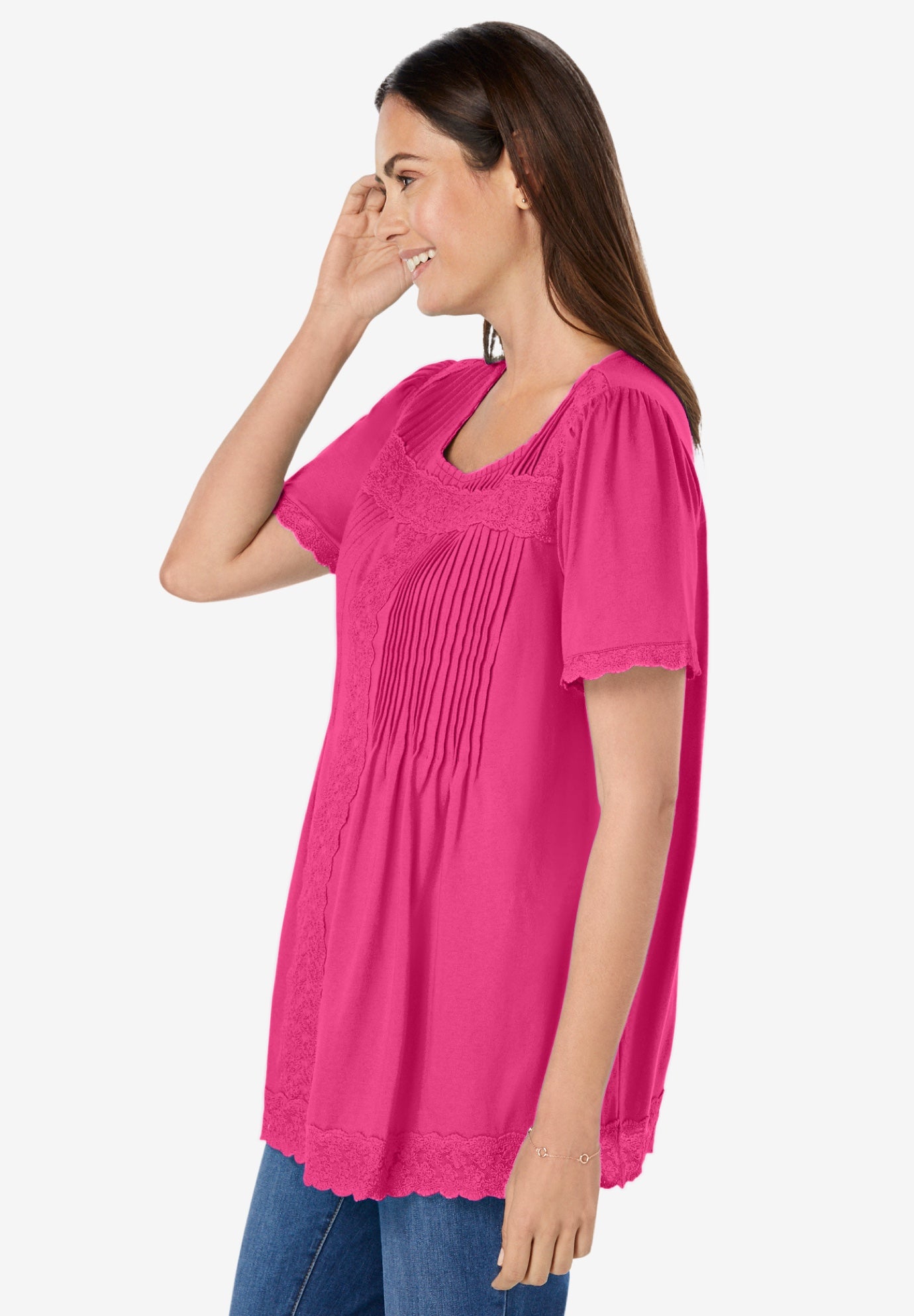 Lace-Trim Pintucked Tunic image number 2