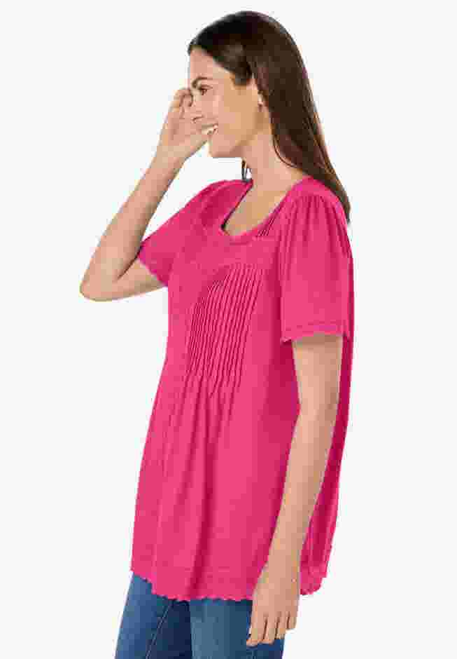 Lace-Trim Pintucked Tunic image number 2