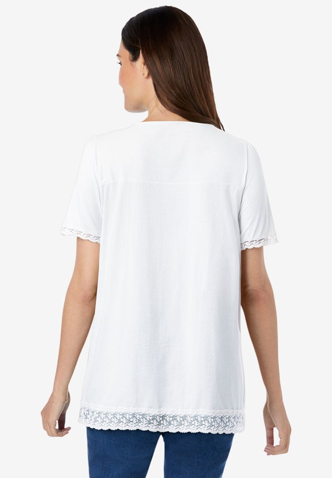 Lace-Trim Pintucked Tunic image number 1