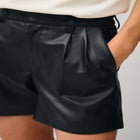 Pleat Front Faux Leather Short image number null