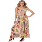 Plus Size Sleveless Hand-Crinkled Button-Front A-Line Maxi – Curvy Breezy Dress image number null