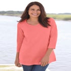Perfect Three-Quarter Sleeve V-Neck Tee image number null