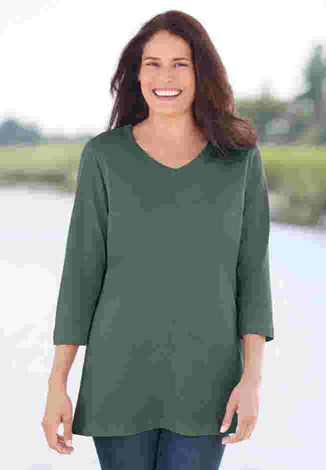 Perfect Three-Quarter Sleeve V-Neck Tee image number 0