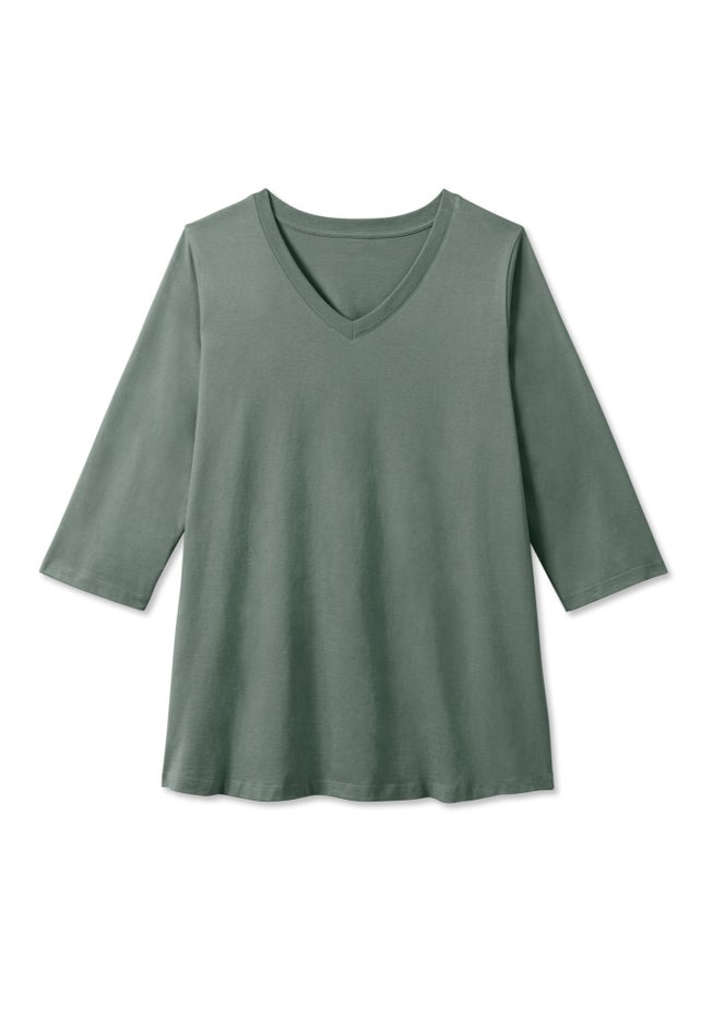 Perfect Three-Quarter Sleeve V-Neck Tee image number 4