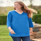Perfect Three-Quarter Sleeve V-Neck Tee image number null