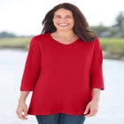 Perfect Three-Quarter Sleeve V-Neck Tee image number null