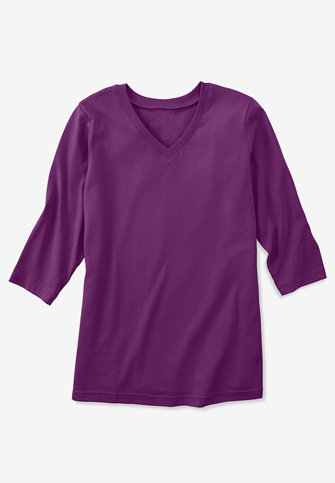 Perfect Three-Quarter Sleeve V-Neck Tee image number 5