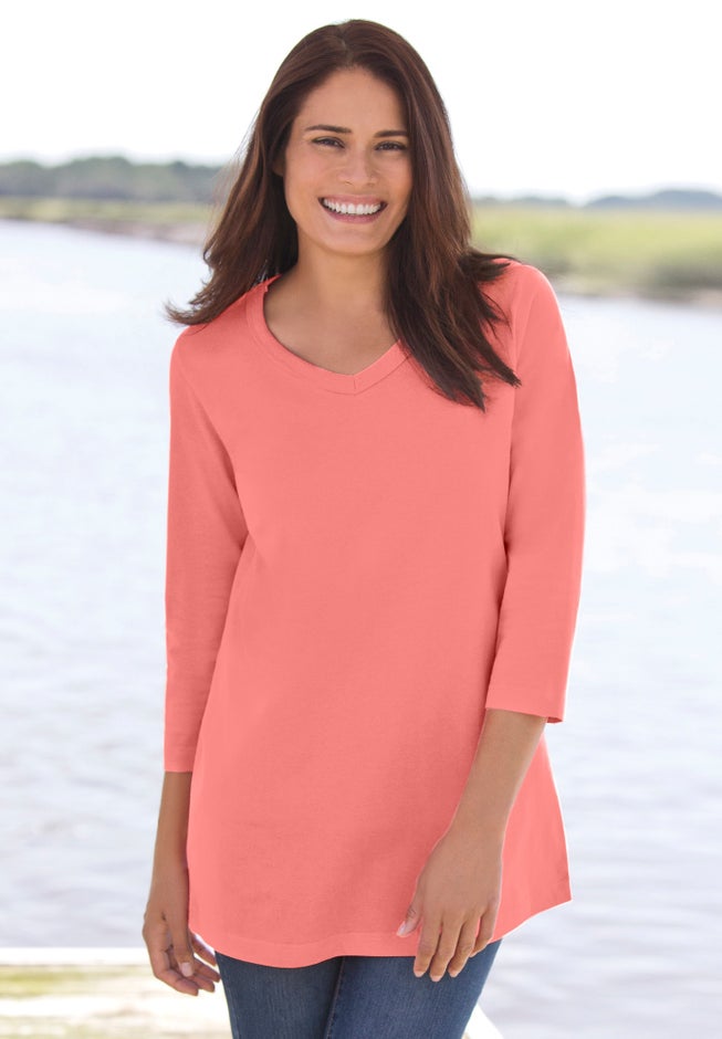 Perfect Three-Quarter Sleeve V-Neck Tee image number 7