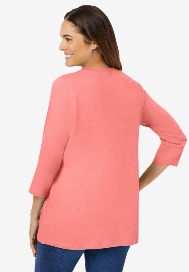 Perfect Three-Quarter Sleeve V-Neck Tee image number 1