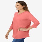 Perfect Three-Quarter Sleeve V-Neck Tee image number null