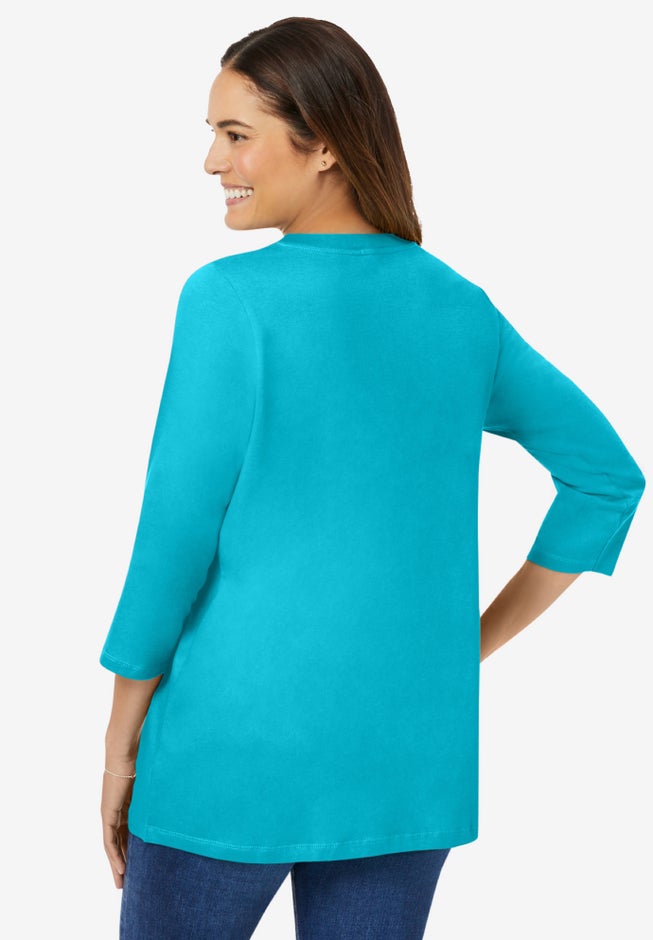 Perfect Three-Quarter Sleeve V-Neck Tee image number 1