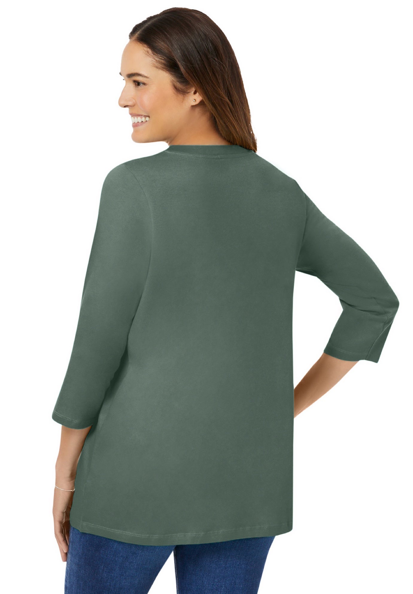 Perfect Three-Quarter Sleeve V-Neck Tee image number 1