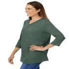 Perfect Three-Quarter Sleeve V-Neck Tee image number null