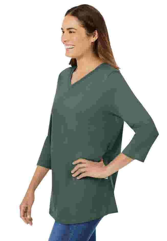 Perfect Three-Quarter Sleeve V-Neck Tee image number 2