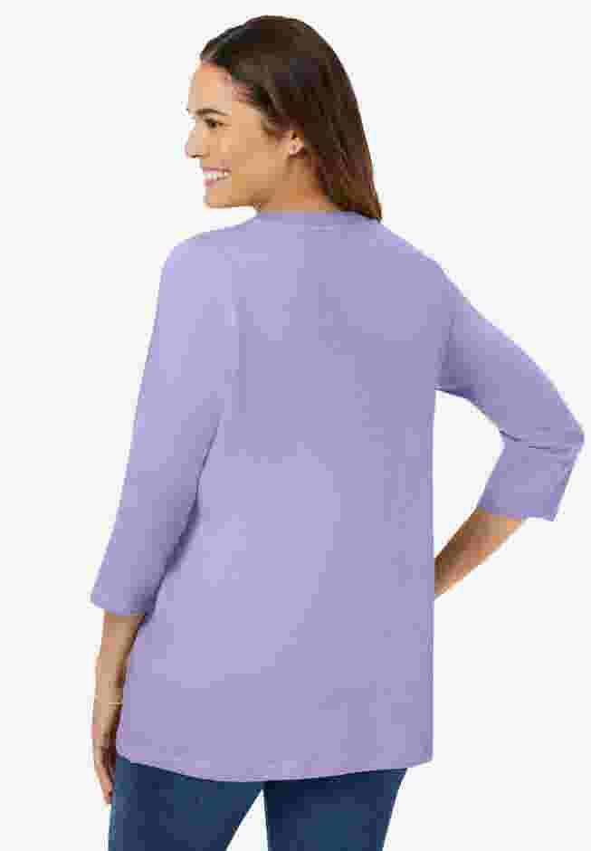 Perfect Three-Quarter Sleeve V-Neck Tee image number 1