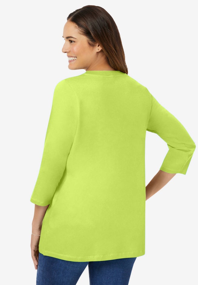 Perfect Three-Quarter Sleeve V-Neck Tee image number 1