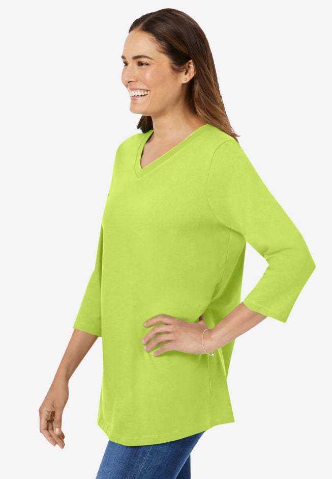 Perfect Three-Quarter Sleeve V-Neck Tee image number 2