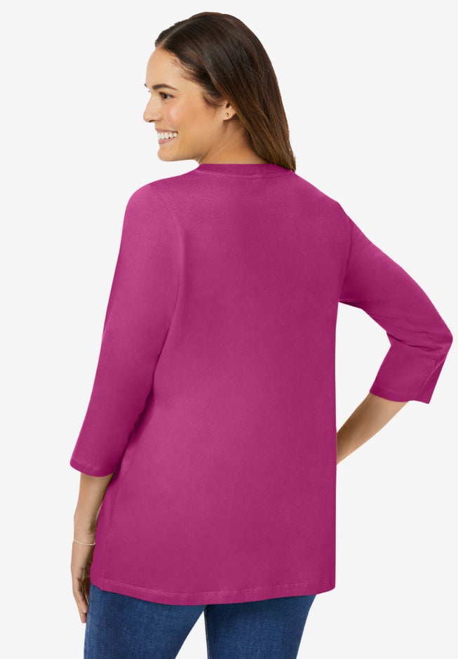 Perfect Three-Quarter Sleeve V-Neck Tee image number 1