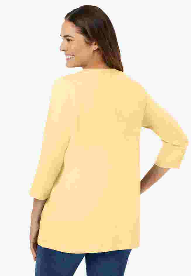 Perfect Three-Quarter Sleeve V-Neck Tee image number 1