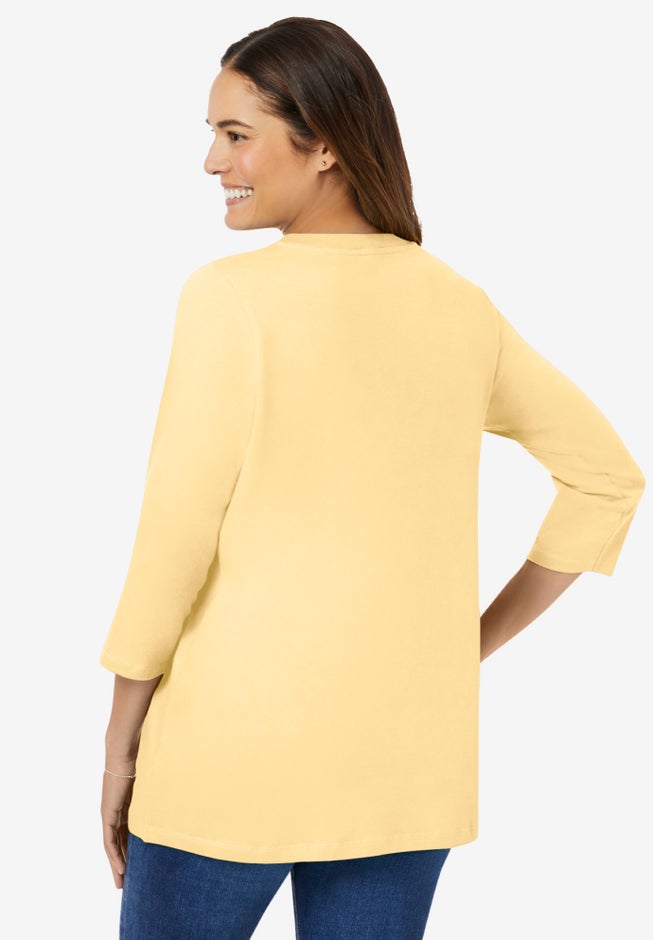 Perfect Three-Quarter Sleeve V-Neck Tee image number 1