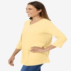 Perfect Three-Quarter Sleeve V-Neck Tee image number null